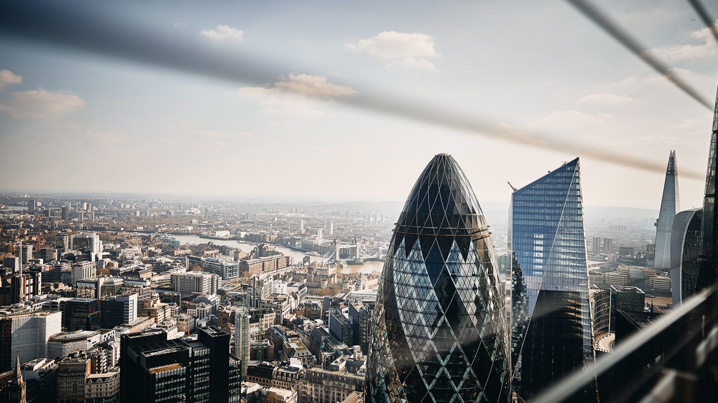SUSHISAMBA HERON TOWER view of the gherkin building in London