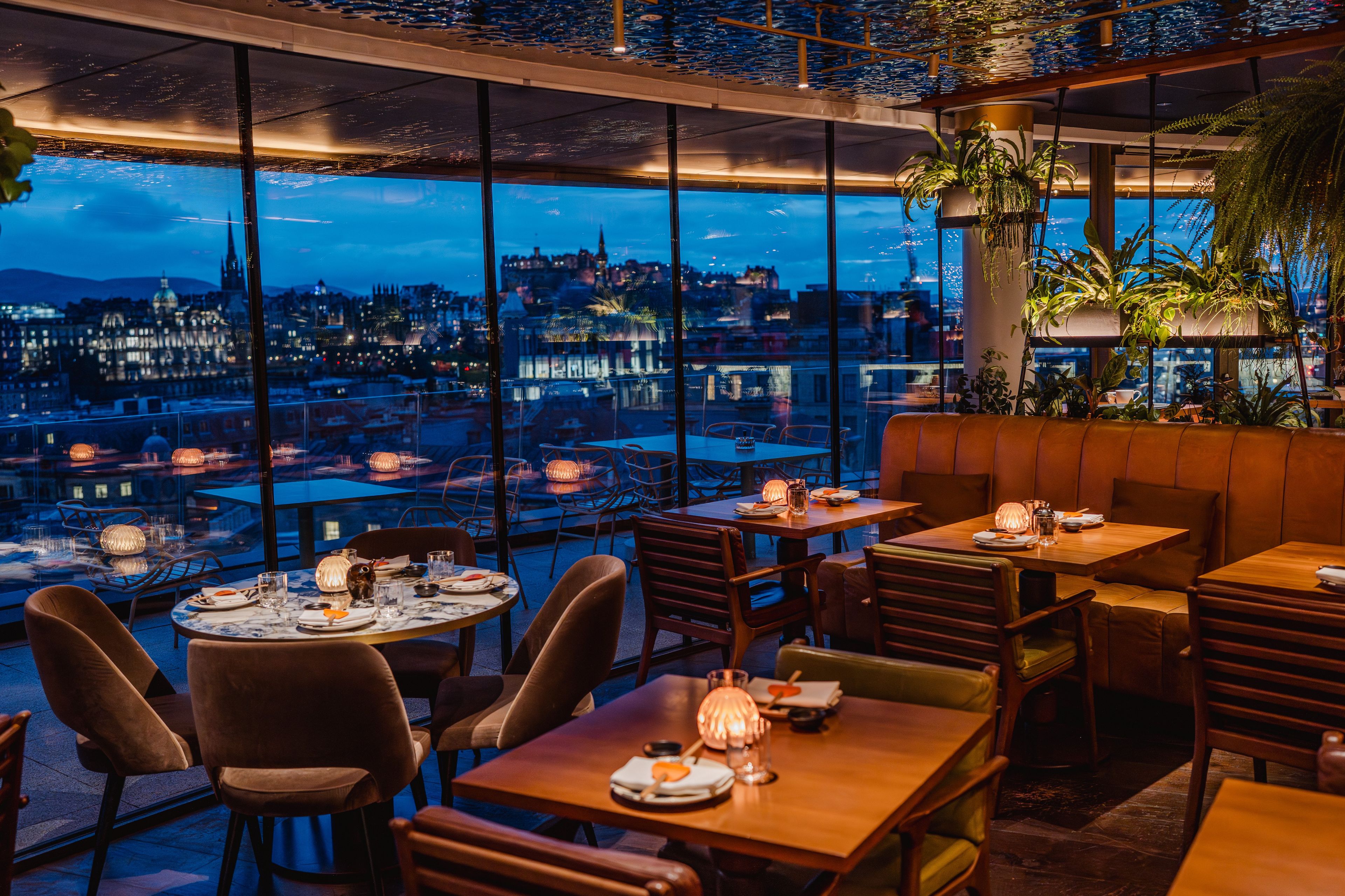 SUSHISAMBA Edinburgh restaurant with a view at night