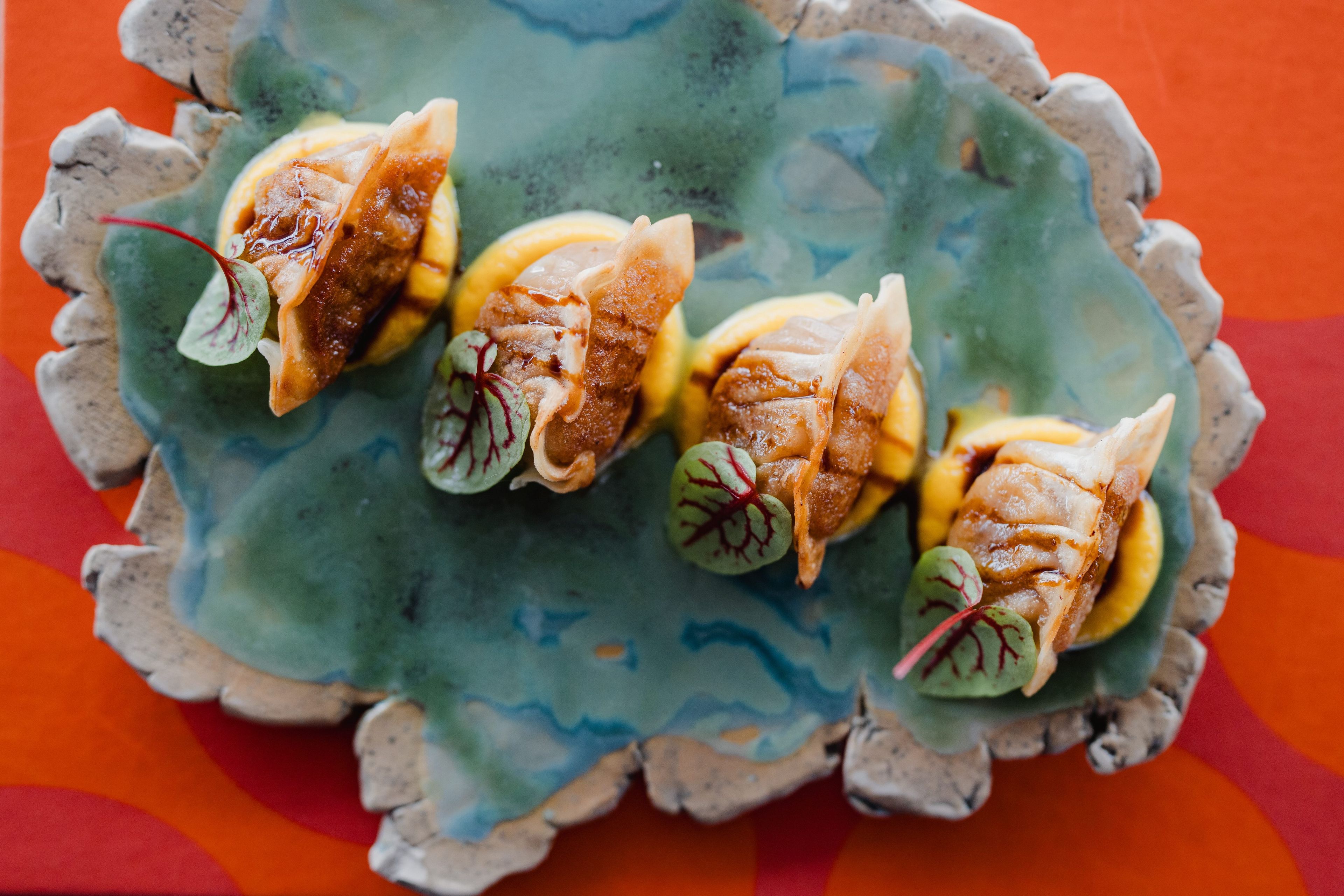 SUSHISAMBA Wagyu Gyoza dish